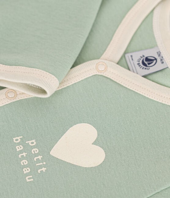 Pyjama en coton Bébé avec un Coeur | Vert herbier - Petit Bateau