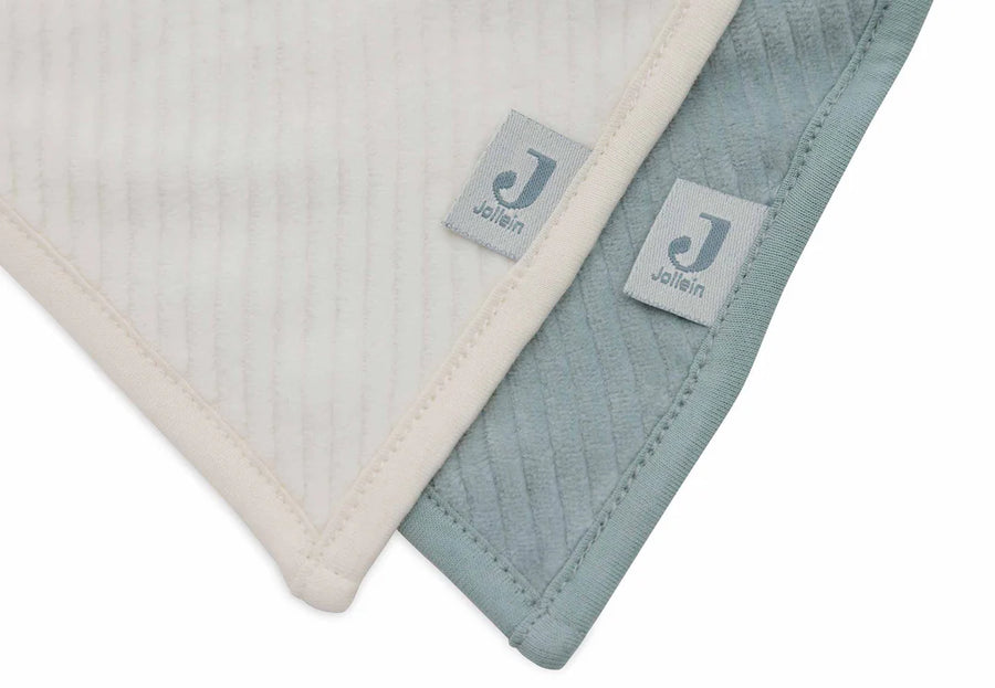 Pack de 2 Bavoirs Bandanas Velvet Rib Sea Green/Ivory - Jollein