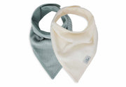 Pack de 2 Bavoirs Bandanas Velvet Rib Sea Green/Ivory - Jollein