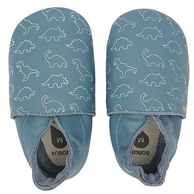 Soft Soles Dinos Blue leather slippers - Bobux 