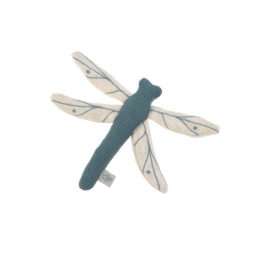 Garden Explorer Knitted Rattle Dragonfly Blue - Lassig 