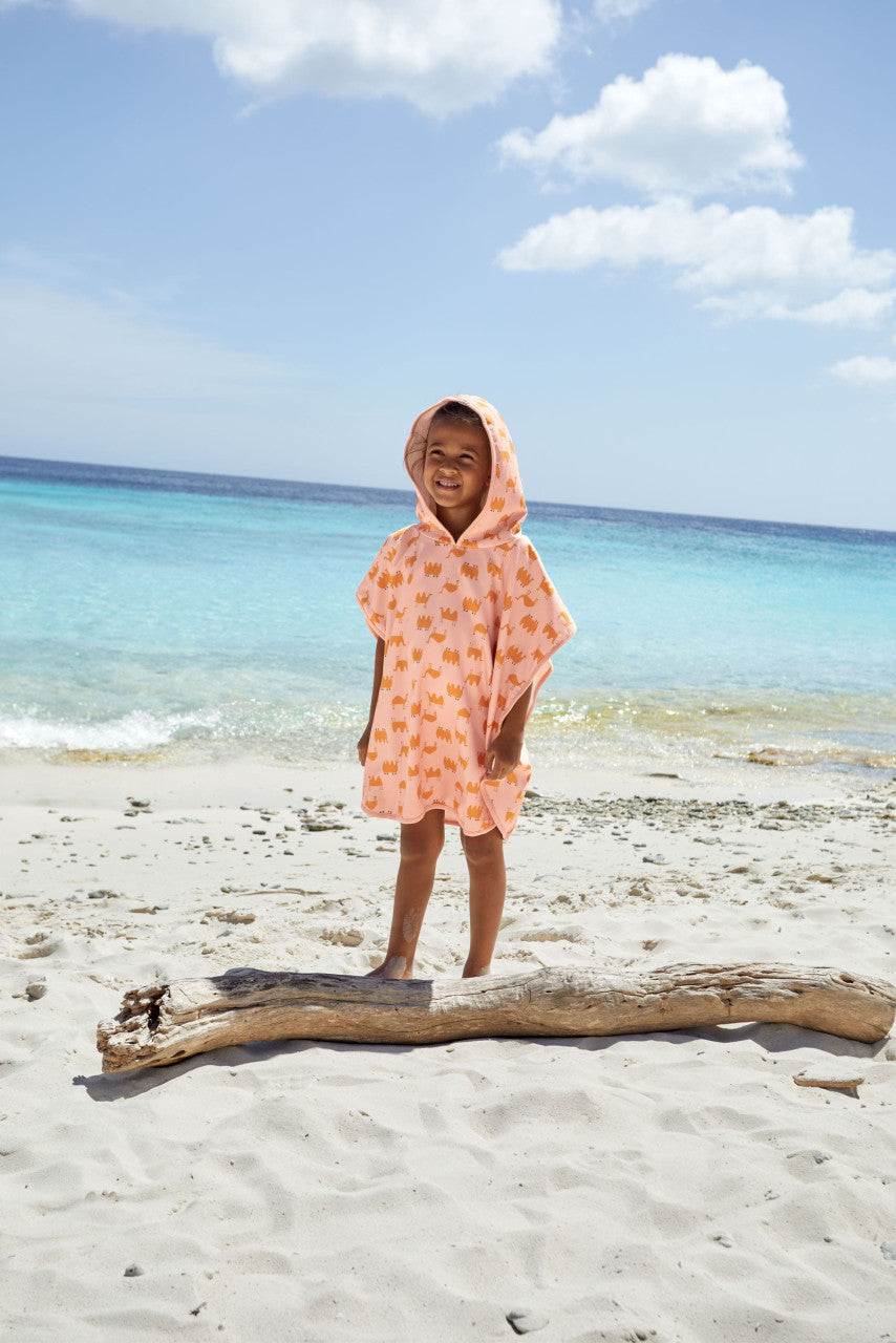 Poncho de plage anti-uv enfants Chameau rose - Lassig