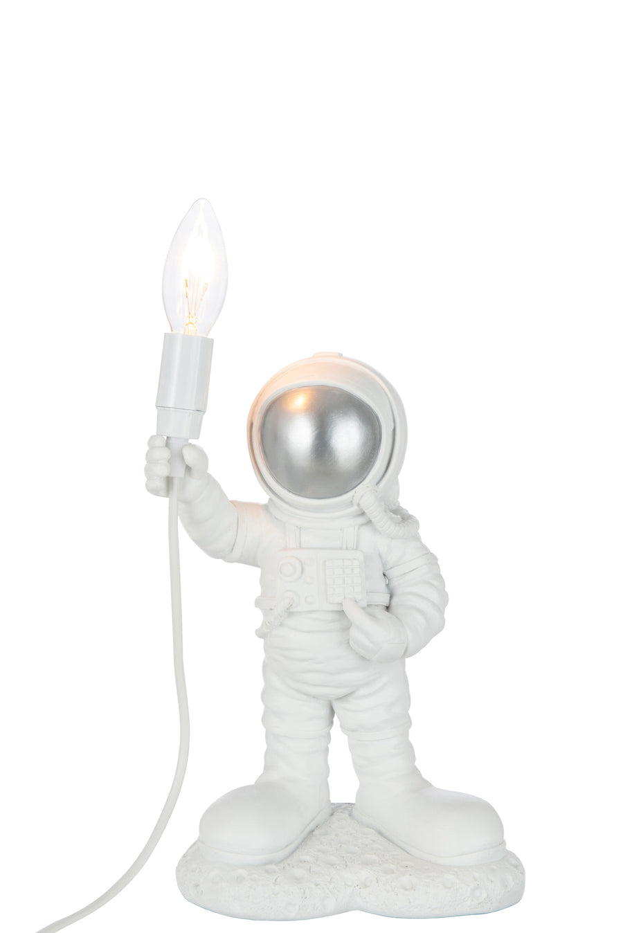 White Resin Astronaut Lamp 