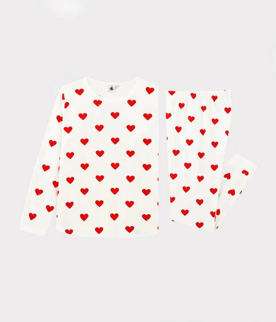 Children's heart-print ribbed pajamas - Petit Bateau