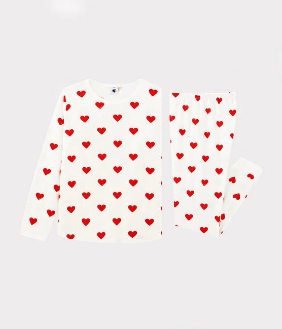 Pyjama Enfant imprimé coeurs en côte - Petit Bateau