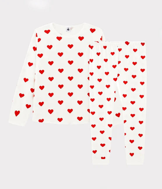 Children's heart-print ribbed pajamas - Petit Bateau