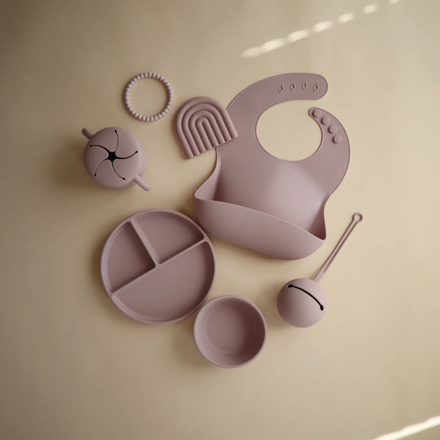 Pale Mauve Silicone Bib - Mushie 