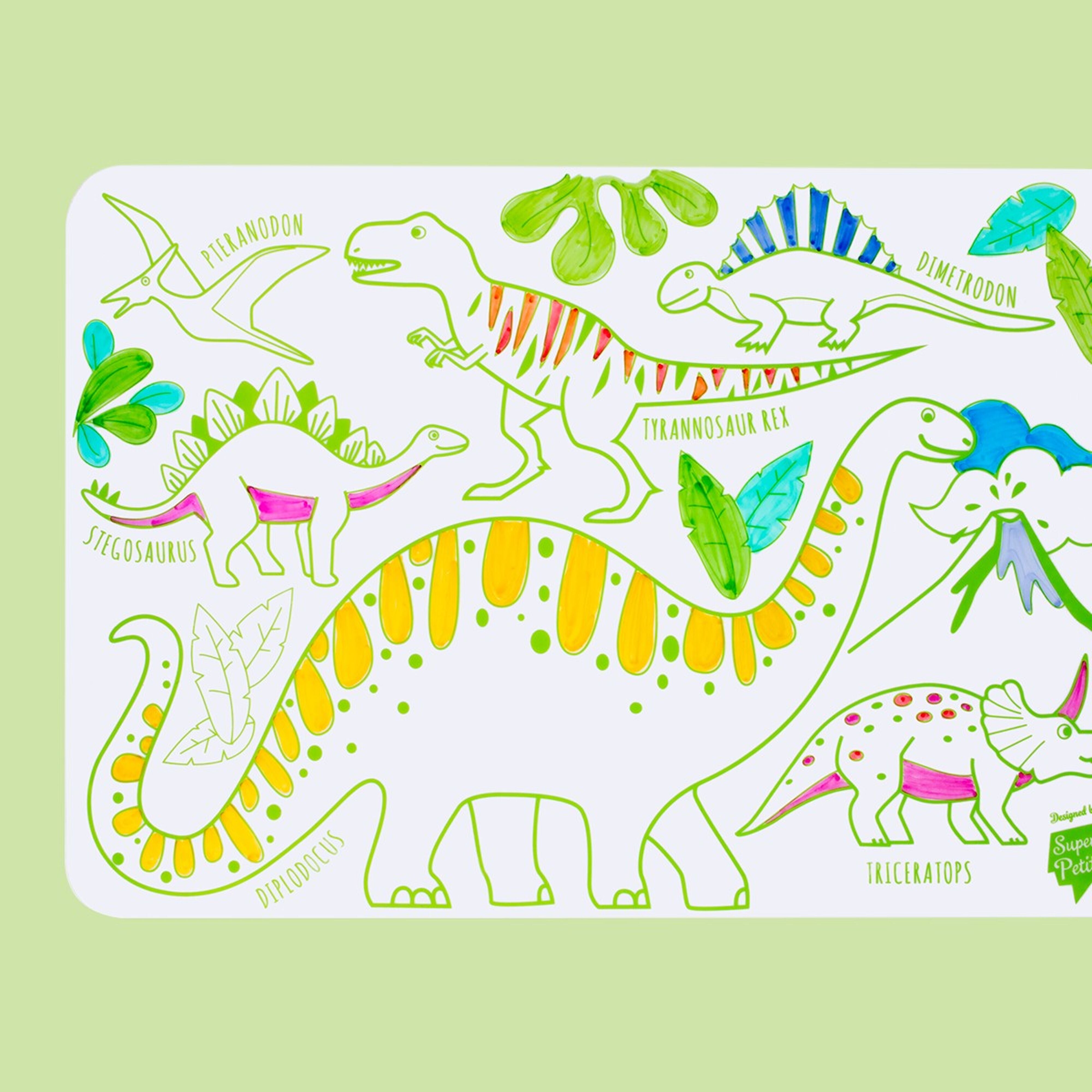 Mini set en silicone Dino réversible (coloriage effaçable) - Super Petit