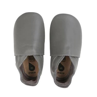 Soft Soles Plain Gray leather slippers - Bobux 