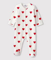 Pyjama à coeurs rouges bébé en Molleton - Petit Bateau