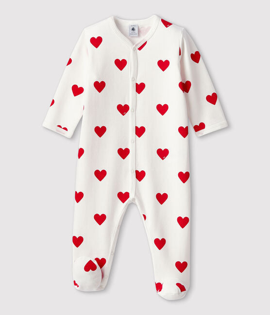 Babypyjama met rood hart van fleece - Petit Bateau