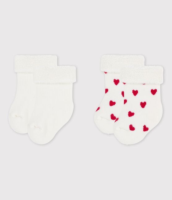 Pack of 2 pairs of knit baby Heart socks - Petit Bateau