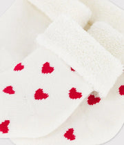 Pack of 2 pairs of knit baby Heart socks - Petit Bateau