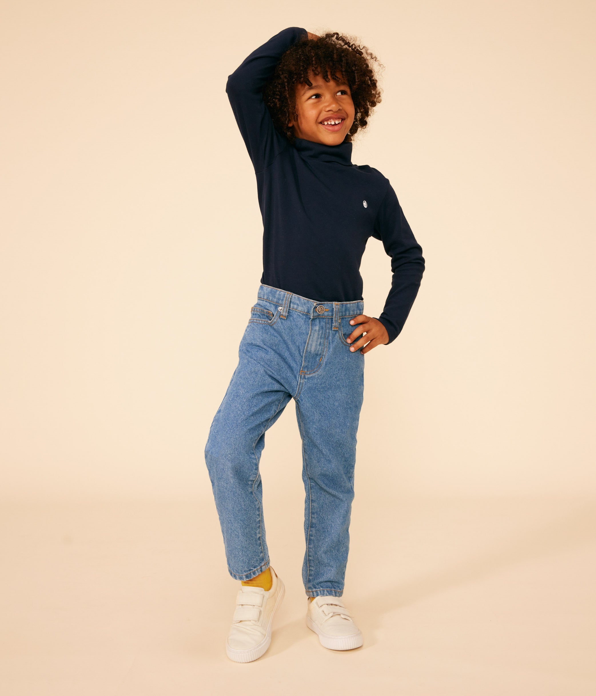 Sous pull en coton Enfant bleu smoking Petit Bateau Comptoir des Kids