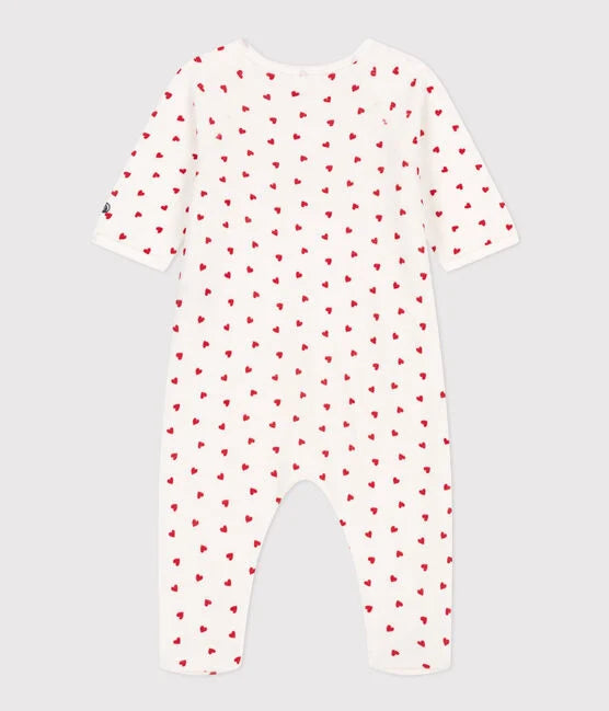 Pyjama coeur petite fille en molleton MARSHMALLOW/TERKUIT