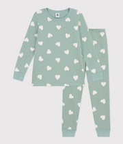 Pyjama coeur en molleton Enfant Vert - Petit Bateau