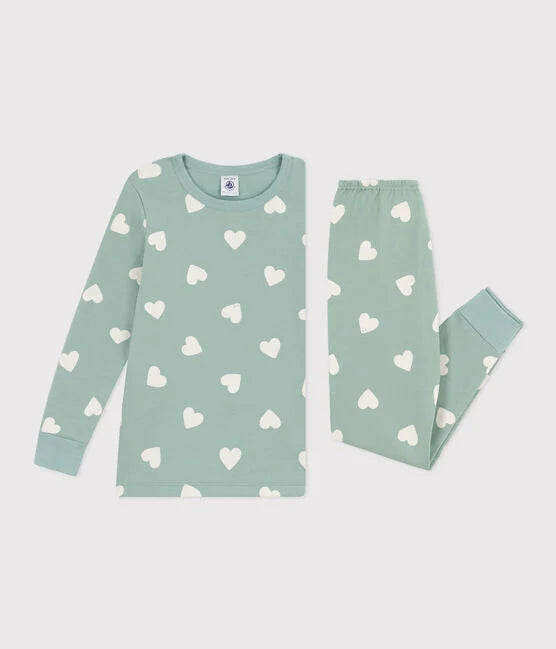 Pyjama coeur en molleton Enfant Vert - Petit Bateau