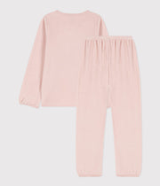 Pyjama petite fille en velours | Rose saline - Petit Bateau