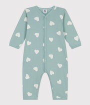 Pyjama bébé sans pieds imprimé coeurs en Coton Vert - Petit Bateau
