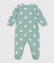 Pyjama bébé coeurs en molleton Vert - Petit Bateau