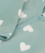 Baby Hearts Fleece Pajamas Green - Petit Bateau