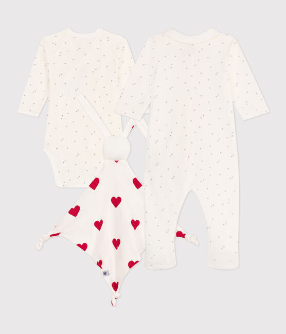 Set van 3 babyonderdelen (pyjama + bodysuit + knuffel) - Petit Bateau