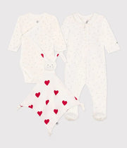 Set van 3 babyonderdelen (pyjama + bodysuit + knuffel) - Petit Bateau