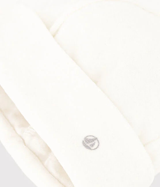 Marshmallow White Velvet Baby Birth Bonnet - Petit Bateau