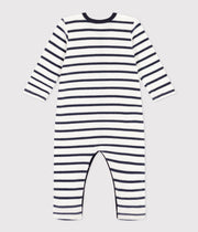 Pyjama van gestreept fluweel voor baby's - Petit Bateau