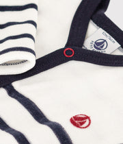 Pyjama van gestreept fluweel voor baby's - Petit Bateau