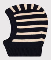 Striped baby balaclava | Smoking Blue/Avalanche - Small Boat