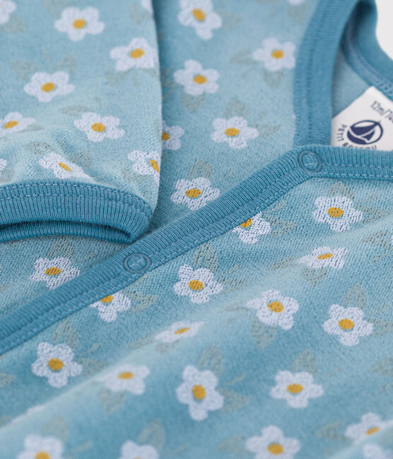 Fluwelen babypyjama met bloemen - Petit Bateau