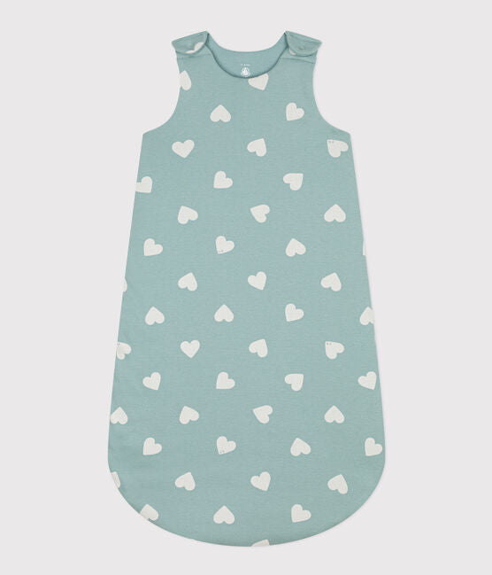 Green cotton hearts sleeping bag TOG 2.0 - Petit Bateau