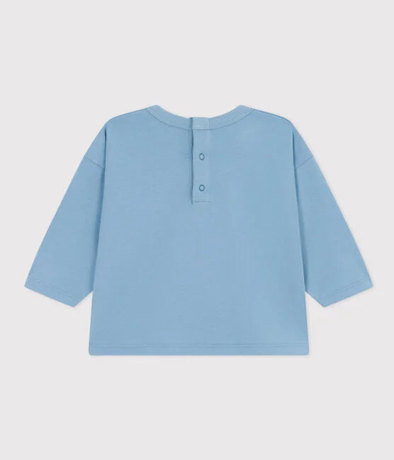 Tee-shirt manches longues en Jersey Bébé | Bleu Azul - Petit Bateau