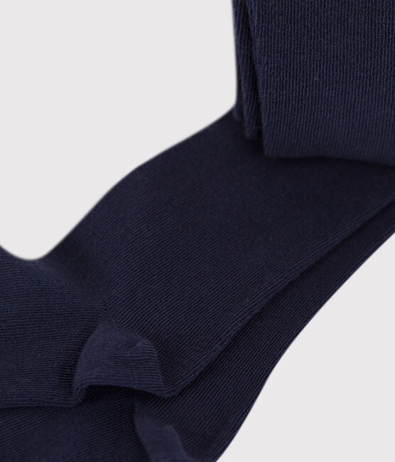 Girls' plain jersey tights | Tuxedo blue - Petit Bateau
