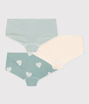 Set van 3 katoenen shorts met hartjes voor kleine meisjes - Petit Bateau