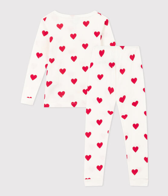 Pyjama ajusté coeurs en Coton petite fille - Petit Bateau
