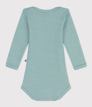 Body manches longues bébé en laine et coton Vert paul - Petit Bateau