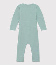 Baby long leg bodysuit in Wool and Cotton | Green Paul - Small Boat