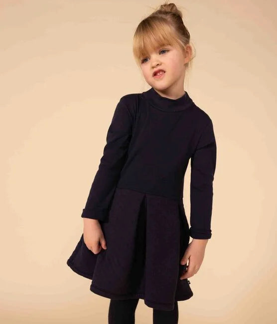 Girls' plain long-sleeved dress - Petit Bateau