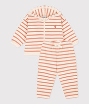 Baby striped striped sailor set in thick jersey | Avalanche pink/Sienna white - Petit Bateau