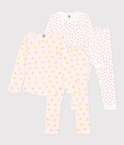 Set of 2 Panther and Polka Dot Cotton Pajamas for little girls - Petit Bateau