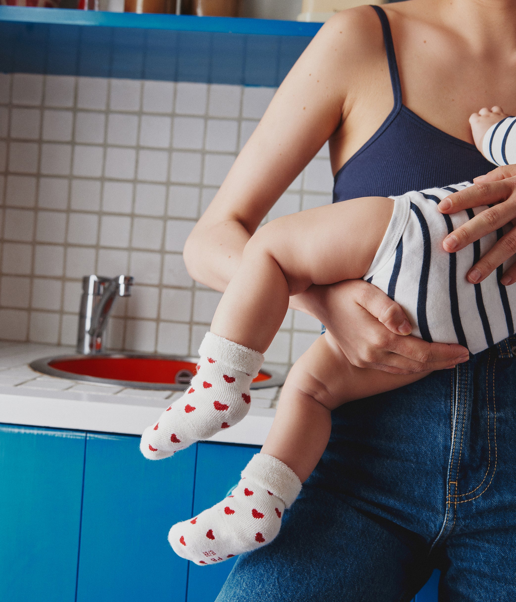 Pack of 2 pairs of knit baby Heart socks - Petit Bateau