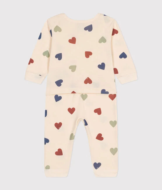 Pyjama coeurs sans pieds en coton Bébé Multico - Petit Bateau