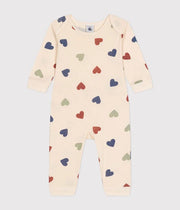 Pyjama coeurs sans pieds en coton Bébé Multico - Petit Bateau