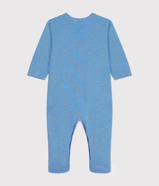 Pyjama à rayures en coton Bébé Bleu/Blanc - Petit Bateau