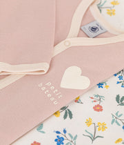 Lot de 2 pyjamas bébé en côte Fleurs et Coeur - Petit Bateau
