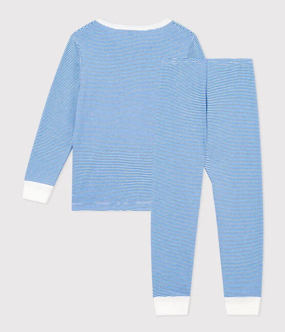 Pyjama rayé en Coton Enfant Bleu/Blanc - Petit Bateau