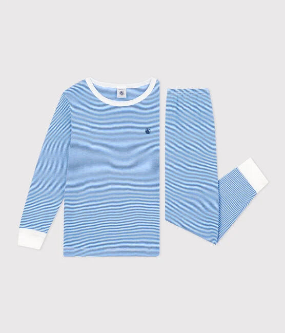 Pyjama rayé en Coton Enfant Bleu/Blanc - Petit Bateau