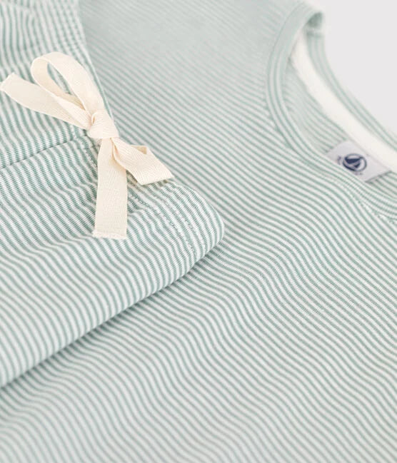 Pyjama milleraies Femme en Coton Vert/Blanc - Petit Bateau
